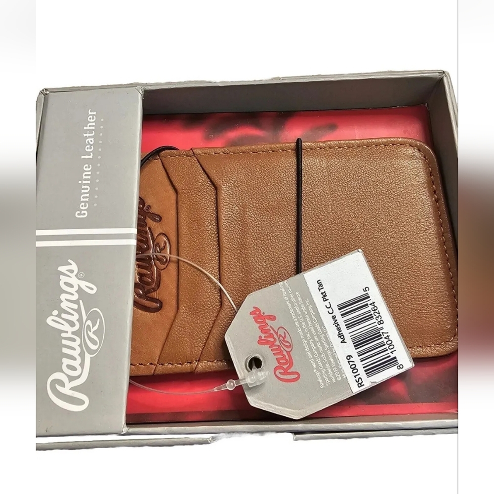 Rawlings Leather Cell Phone Adhesive Credit Card Holder Wallet Black Brown